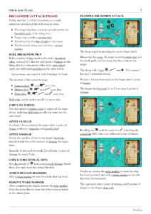 Example page from the oak and iron glossary, contains information on broadside attacks with an example of play.